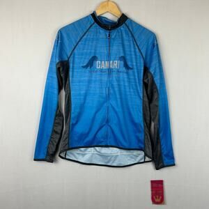 Canari Blue Cycling Shirt Full Zip Long Sleeve Made in USA Women's Size XL